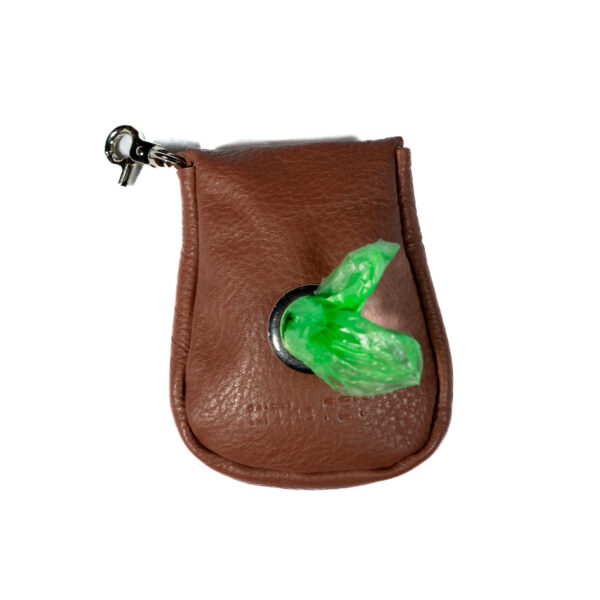 Poop bag in pelle beige