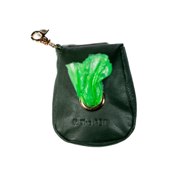 Poop bag in pelle verde