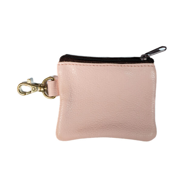 Poop bag in pelle rosa chiaro con zip - Image 2