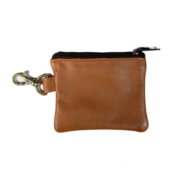 Poop bag in pelle senape con zip - immagine 2