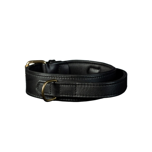 Collare alto con maniglia in pelle nera - immagine 2